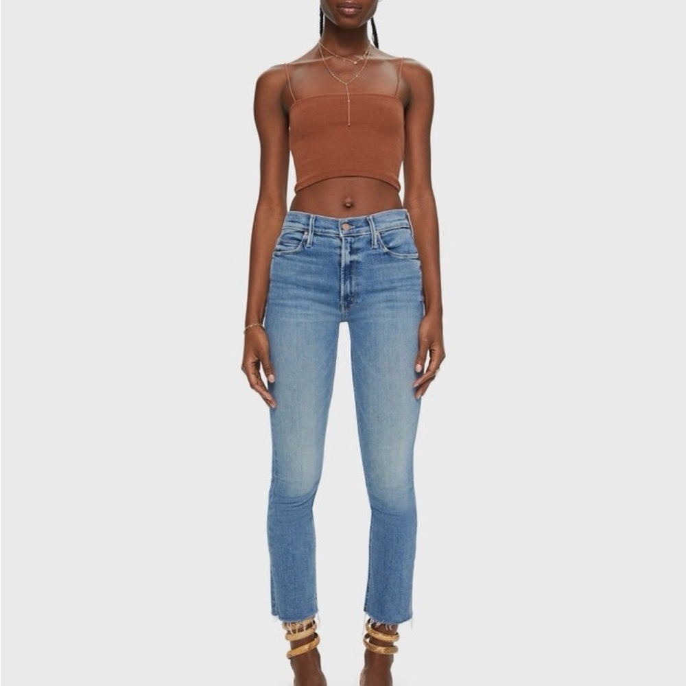 MOTHER Blue Frayed Hem Jeans
